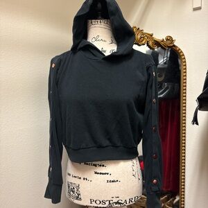 Black Hooded Women's Top